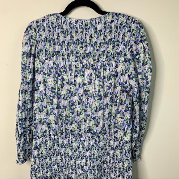 Veronica Beard Darrah floral smocked dress size 12 cobalt multi wedding guest - Picture 12 of 12